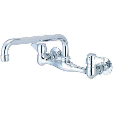 CENTRAL BRASS Two Handle Wallmount Kitchen Faucet, NPT, Wallmount, Polished Chrome, Flow Rate (GPM): 1.5 0047-UA2